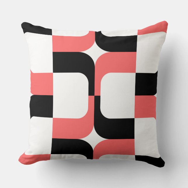 Coussin 020614 - Rose noir et tropical sur blanc (Recto)