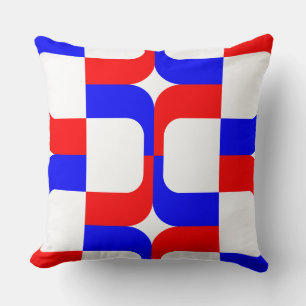 Coussin 020614 - Rouge et bleu sur blanc