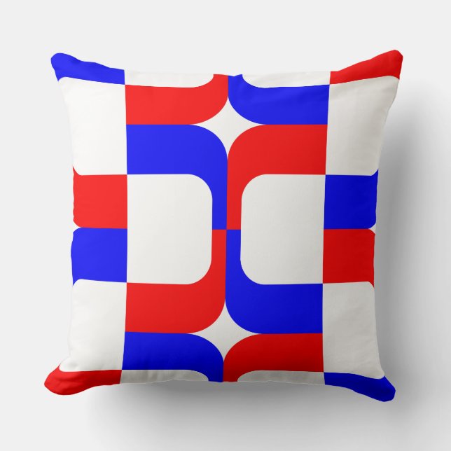 Coussin 020614 - Rouge et bleu sur blanc (Recto)