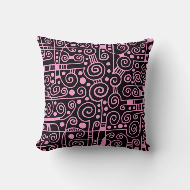 Coussin 040512 - Rose sur noir (Recto)