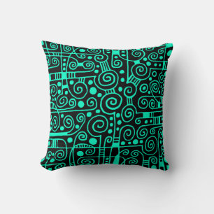 Coussin 040512 - Turquoise sur noir