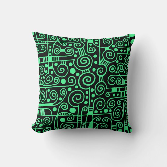 Coussin 040512 - Vert menthe sur noir (Recto)