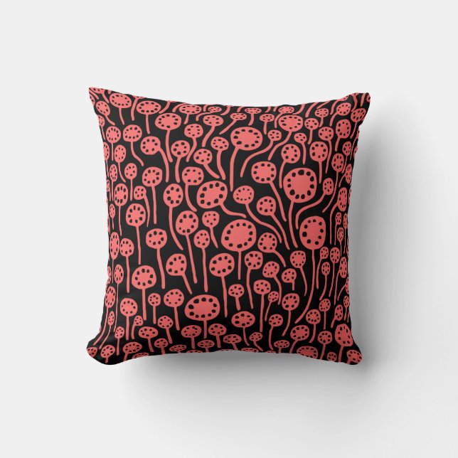 Coussin 090512 - Rose tropicale sur noir (Recto)