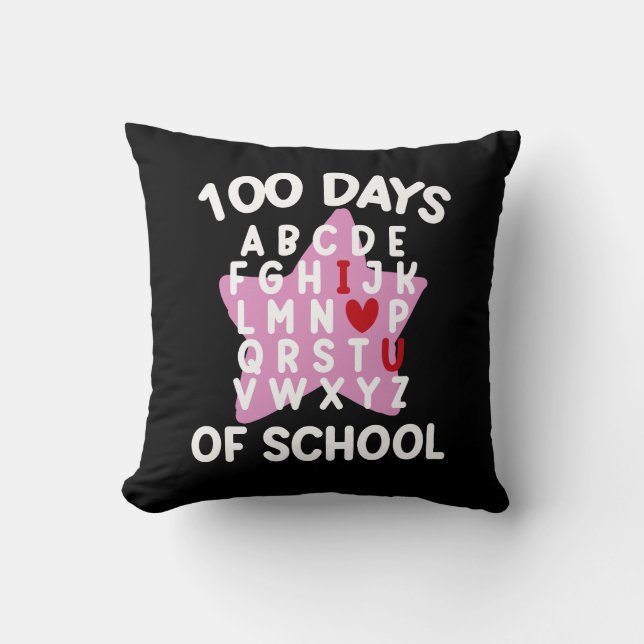 Coussin 100 jours d'école Alphabet 100ème jour Enseignant  (Recto)