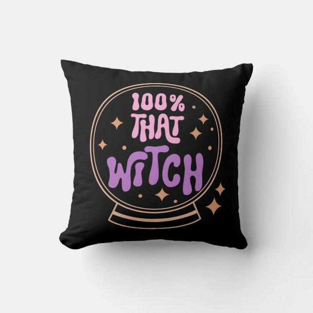 Coussin 100 Pour Cent Cette Sorcière Halloween Noir (Recto)