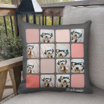 Coussin 10 Photo Collage - grille colorée avec nom de scri<br><div class="desc">Faites glisser vos photos en carré avant de les télécharger. Utilisez vos photos Instagram carrés pour obtenir les meilleurs résultats ! POUR MODIFIER L'ARRIÈRE - PLAN - cliquez sur la personnaliser ou la zone de conception avancée, puis choisissez une couleur dans le sélecteur de couleurs. Ajoutez vos photos et clichés...</div>