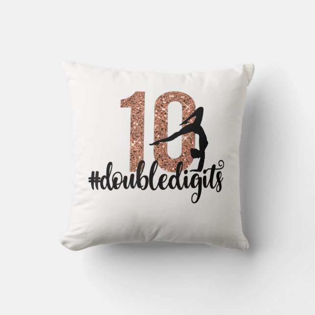 Coussin 10e anniversaire Cadeau double chiffres filles Gym (Recto)