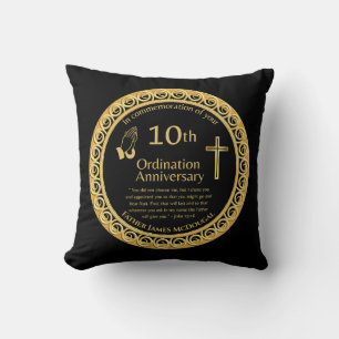 Coussin 10ème anniversaire d'Ordination personnalisée Prêt