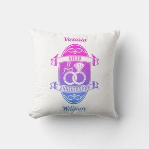 Coussin 11 ans traditionnel acier 11e anniversaire mariage