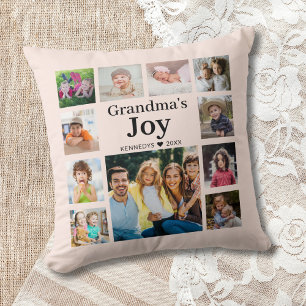 Coussin 11 Photo Collage Nom de famille La joie de grand-m