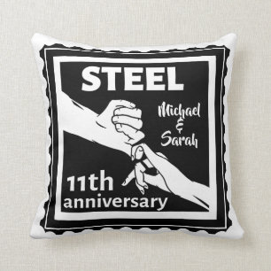 Coussin 11e anniversaire du mariage tenant la main