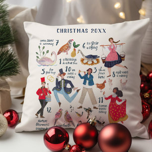 Coussin 12 Jours de Noël Illustration classique