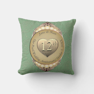 Coussin 12e/30e anniversaire de Mariage Pearl & Green