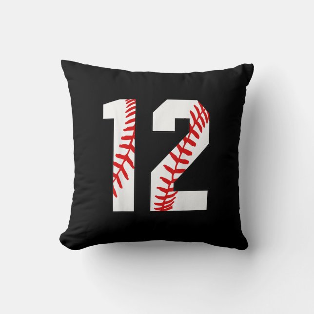Coussin 12e anniversaire Baseball grand nombre Douze (Recto)