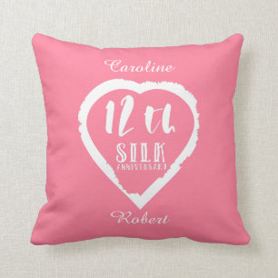 Coussin 12e anniversaire mariage soie traditionnelle