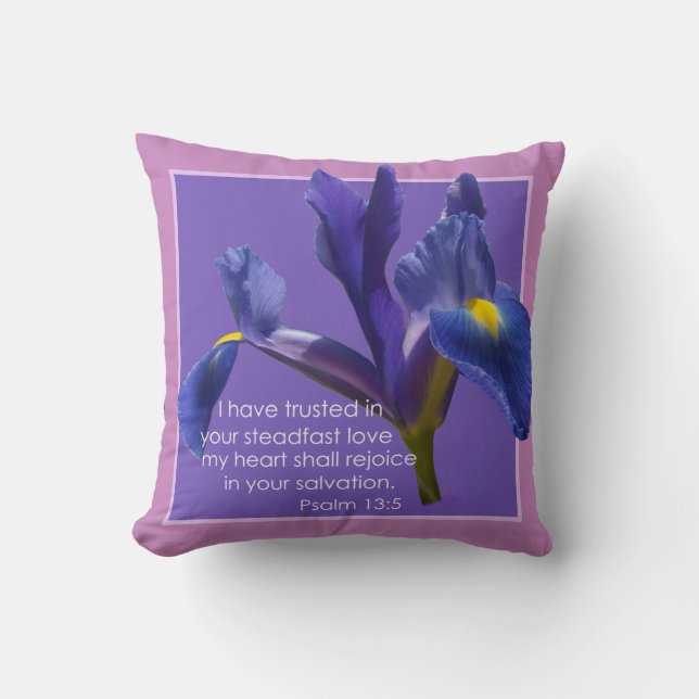 Coussin 13:5 de psaume j'ai fait confiance…. (Recto)