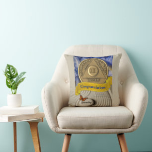 Coussin 13 ans de sobriété personnalisés avec nom et anniv