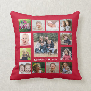 Coussin 13 Collage Photo Famille Créer Votre Propre Rouge