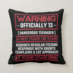 Coussin 13e anniversaire officiellement adolescent 13 ans