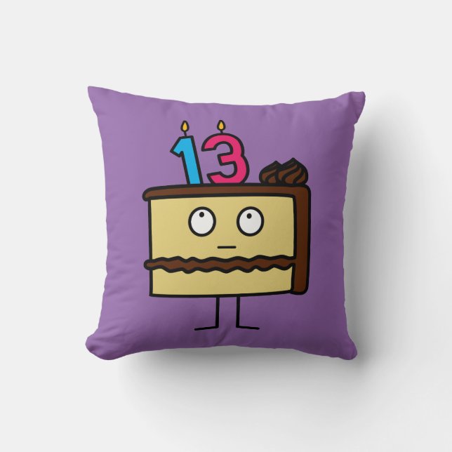 Coussin 13ème Gâteau d'anniversaire avec des bougies (Recto)