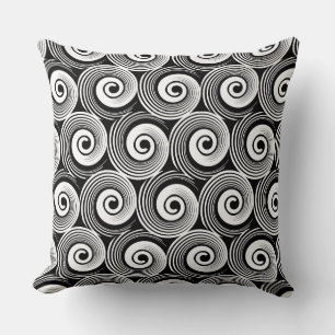 Coussin 140216 Spirales - Blanc sur Noir