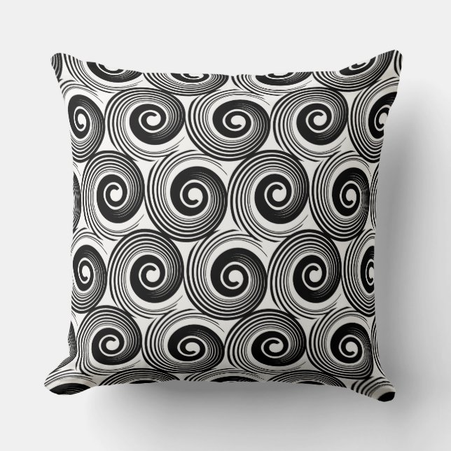 Coussin 140216 Spirales - Noir sur blanc (Recto)