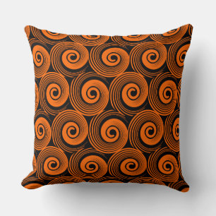 Coussin 140216 Spirales - Orange sur noir