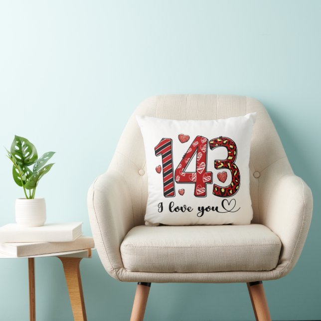 Coussin 143 Je t'aime Saint-Valentin personnalisée Anniver (Chaise)