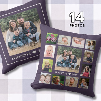 Coussin 14 Family Photo Collage Create Your Own Purple