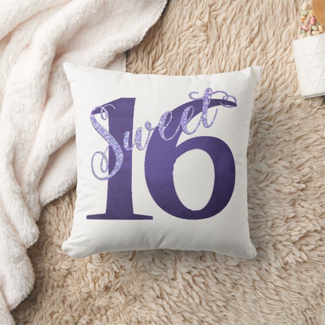 Coussin 16 ans | Aquarelle violette Grunge et Parties scin (Couverture)
