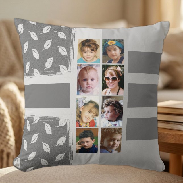 Coussin 16 feuilles de collage photo bandes grises (Créateur téléchargé)