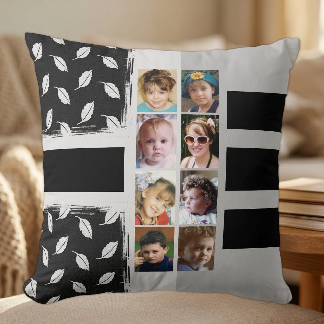 Coussin 16 feuilles de collage photo bandes noir (Créateur téléchargé)