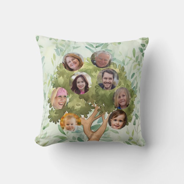 Coussin 16 membres de l'arbre généalogique en portrait (Recto)