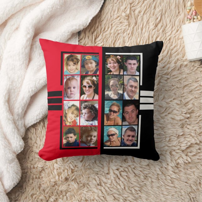 Coussin 16 photo collage double face rouge noir (Couverture)