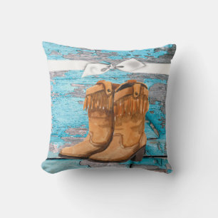 Coussin 16"x16" Jetez l'oreiller Bleu Botte de porte en bo