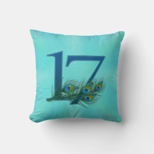 Coussin 17 Élégant Anniversaire Plume de Paon