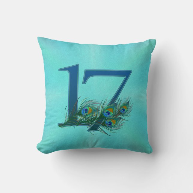 Coussin 17 Élégant Anniversaire Plume de Paon (Recto)