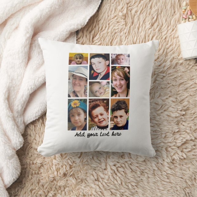 Coussin 18 collage photo ajouter texte blanc (Couverture)