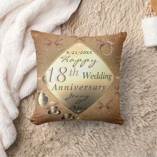 Coussin 18e anniversaire de Mariage Porcelain oeil de chat