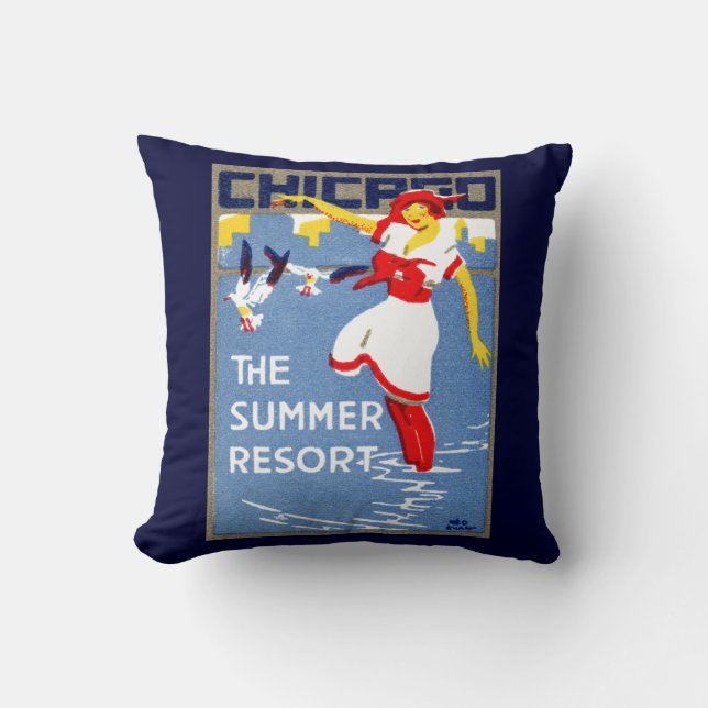 Coussin 1912 Chicago, la station estivale (Recto)