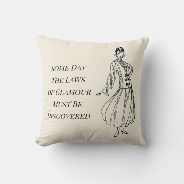 Coussin 1916 Vintage Plaque femme noir et blanc (Recto)