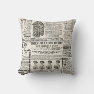 Coussin 1919 Paris Mode : Page de journaux anciens