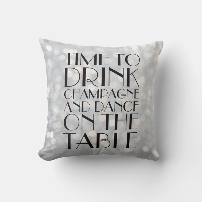 Coussin 1920's Time to Drink Champagne Silver (Recto)