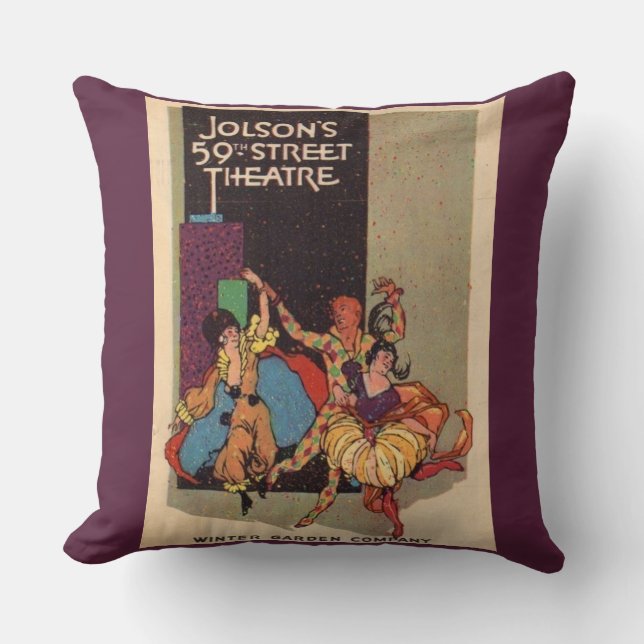 Coussin 1923 Couverture de la feuille de théâtre d'Al Jols (Recto)