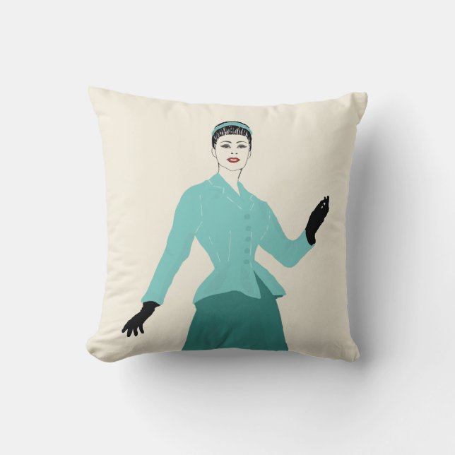 Coussin 1940 Fashion Plate Woman, Retro Vintage (Recto)