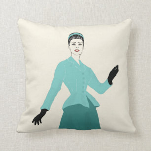 Coussin 1940 Fashion Plate Woman, Retro Vintage