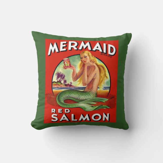Coussin 1940 Mermaid Saumon peut imprimer étiquette (Recto)