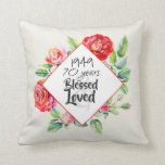 Coussin 1949 70e anniversaire de la Woman<br><div class="desc">Whether this is your mother, grandmother or even great grandmother (family friend, neighbor, etc) turning 70 (seventy) is a major milestone and this wonderful woman should be celebrated and honored in style. This wonderful watercolor red roses themed feed item year of birth '1949' (can be edited) and the words '70...</div>