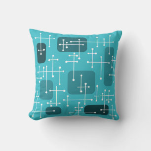 Coussin 1950 Eames Era Art Crosshairs Turquoise