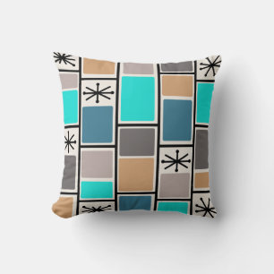 Coussin 1950 L'Âge Atomique Rectangle Starbursts